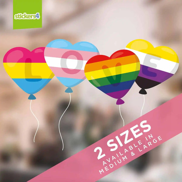 Pride Heart Rainbow Balloons Window Sticker Pride Window Displays