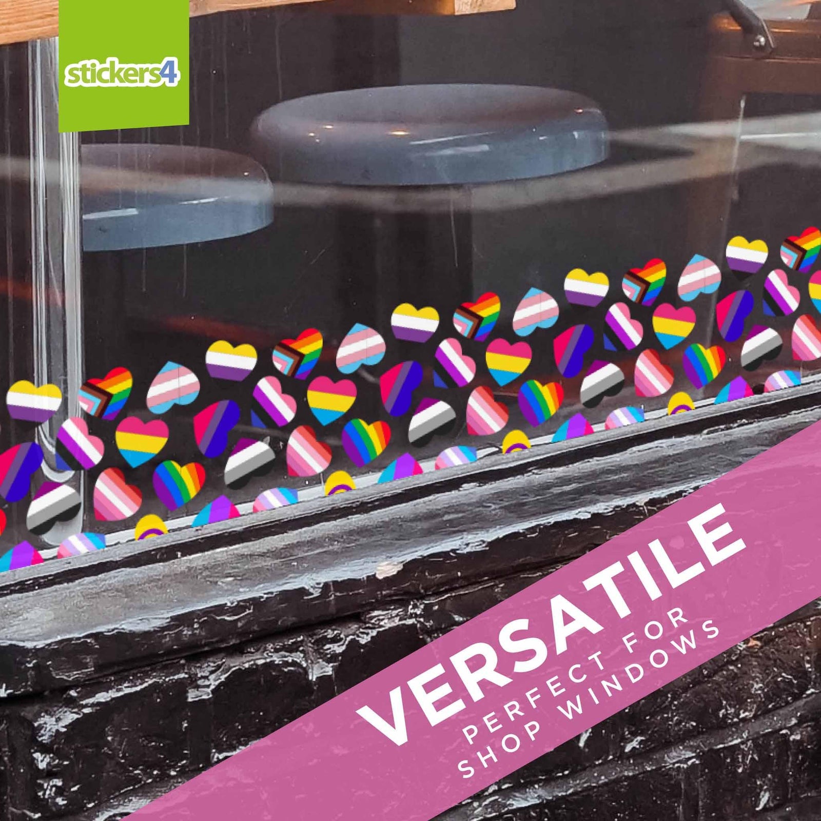 Pride Heart Border - Pride Window Decoration Pride Window Displays