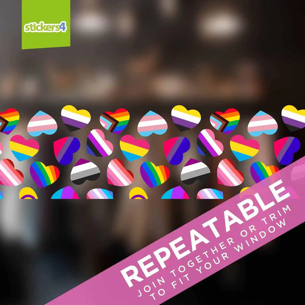 Pride Heart Border - Pride Window Decoration Pride Window Displays