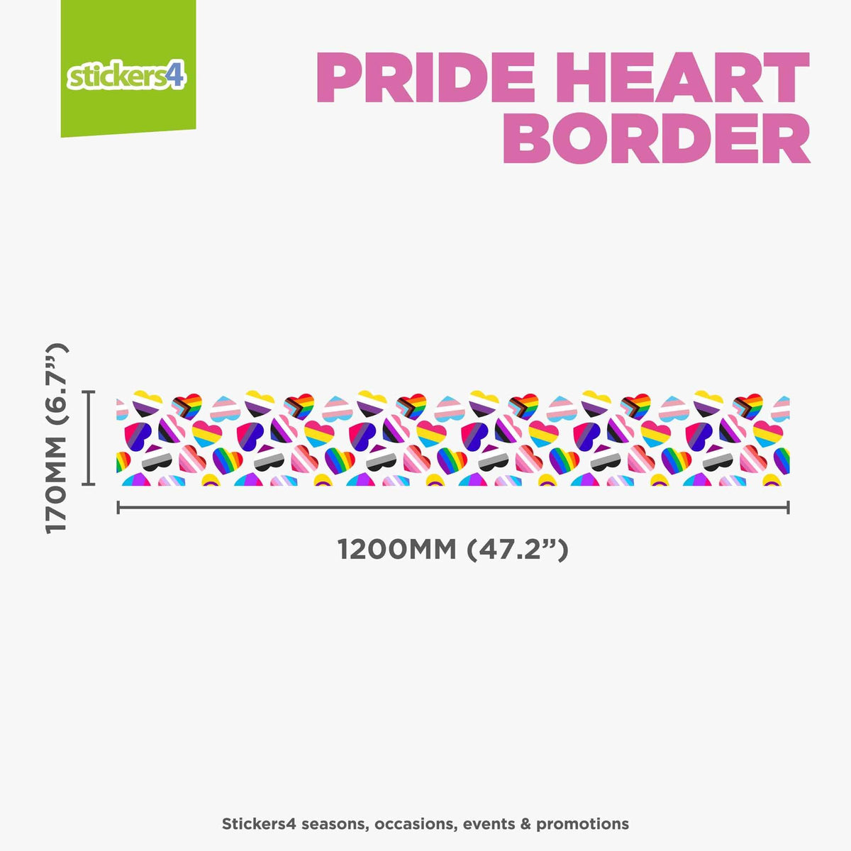Pride Heart Border - Pride Window Decoration Pride Window Displays