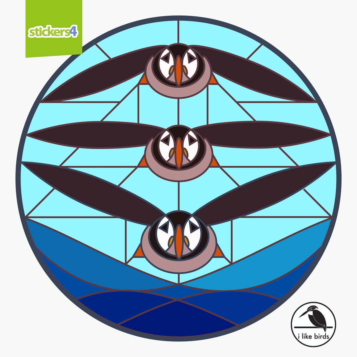 I Like Birds - Puffins Suncatcher Window Sticker