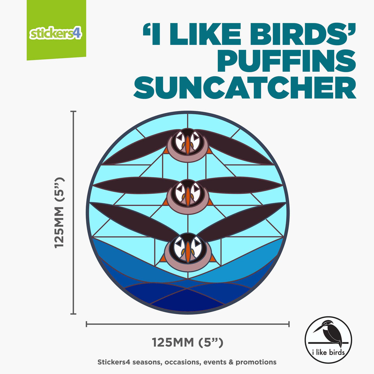 I Like Birds - Puffins Suncatcher Window Sticker