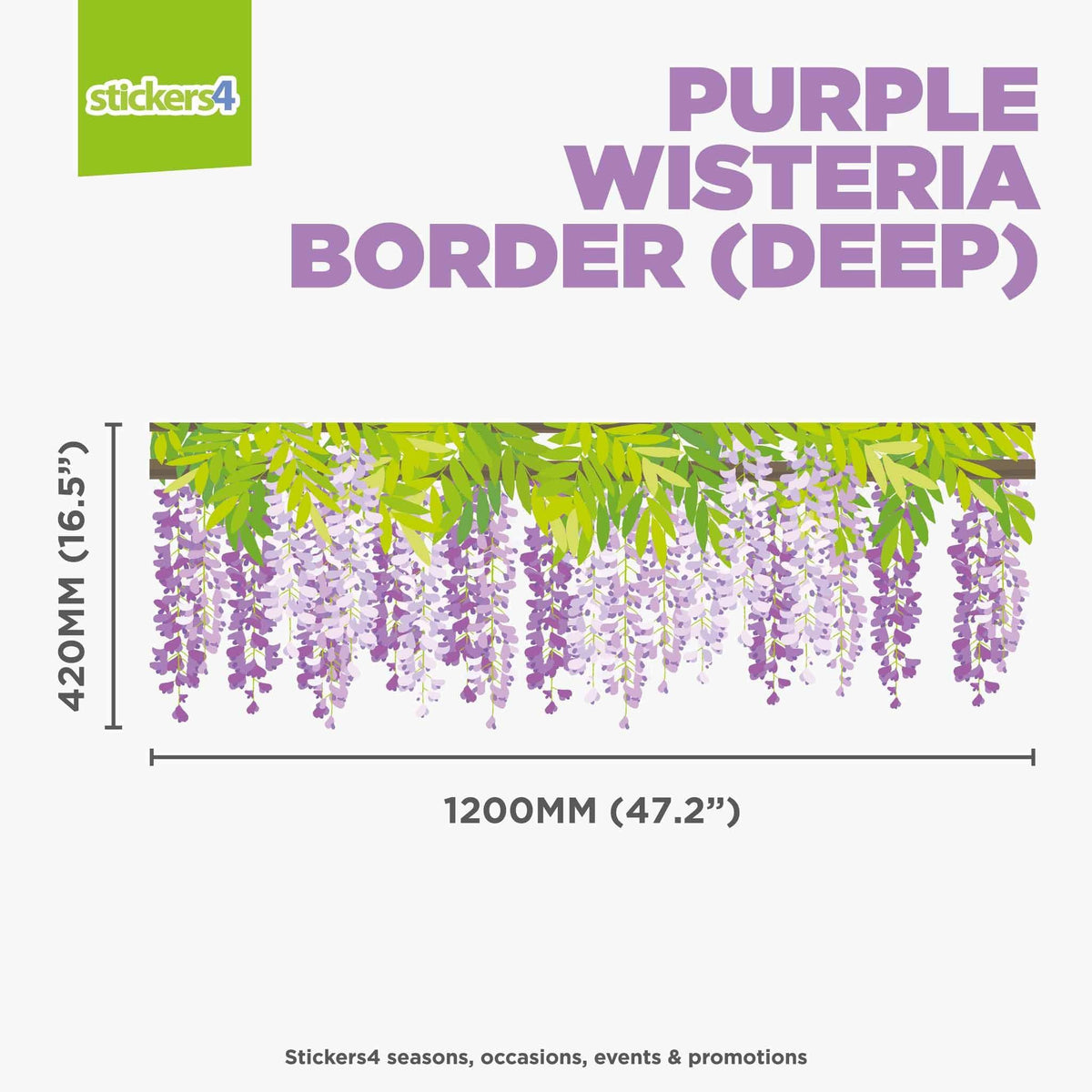 Purple Wisteria Border Window Cling Sticker Seasonal Window Display