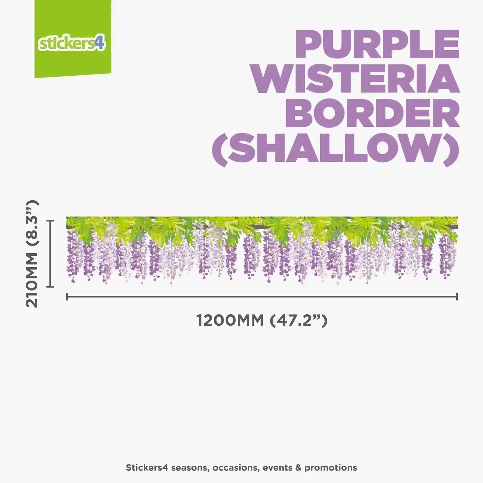 Pink Wisteria Border Window Cling Sticker