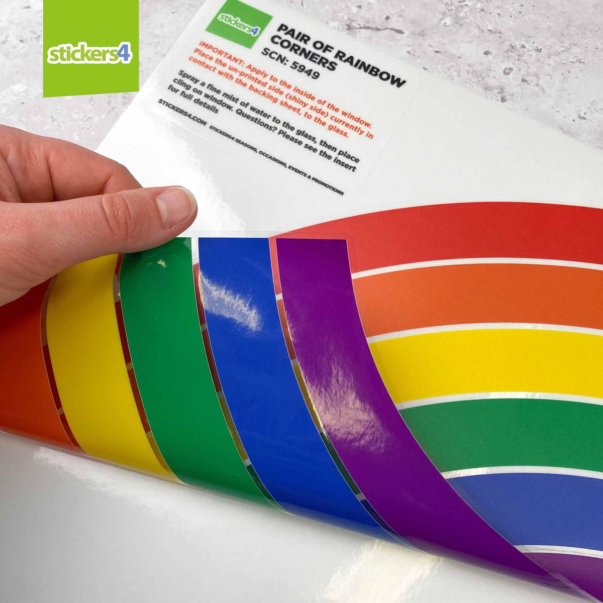 Rainbow Corners (Pair) Window Stickers Pride Window Displays