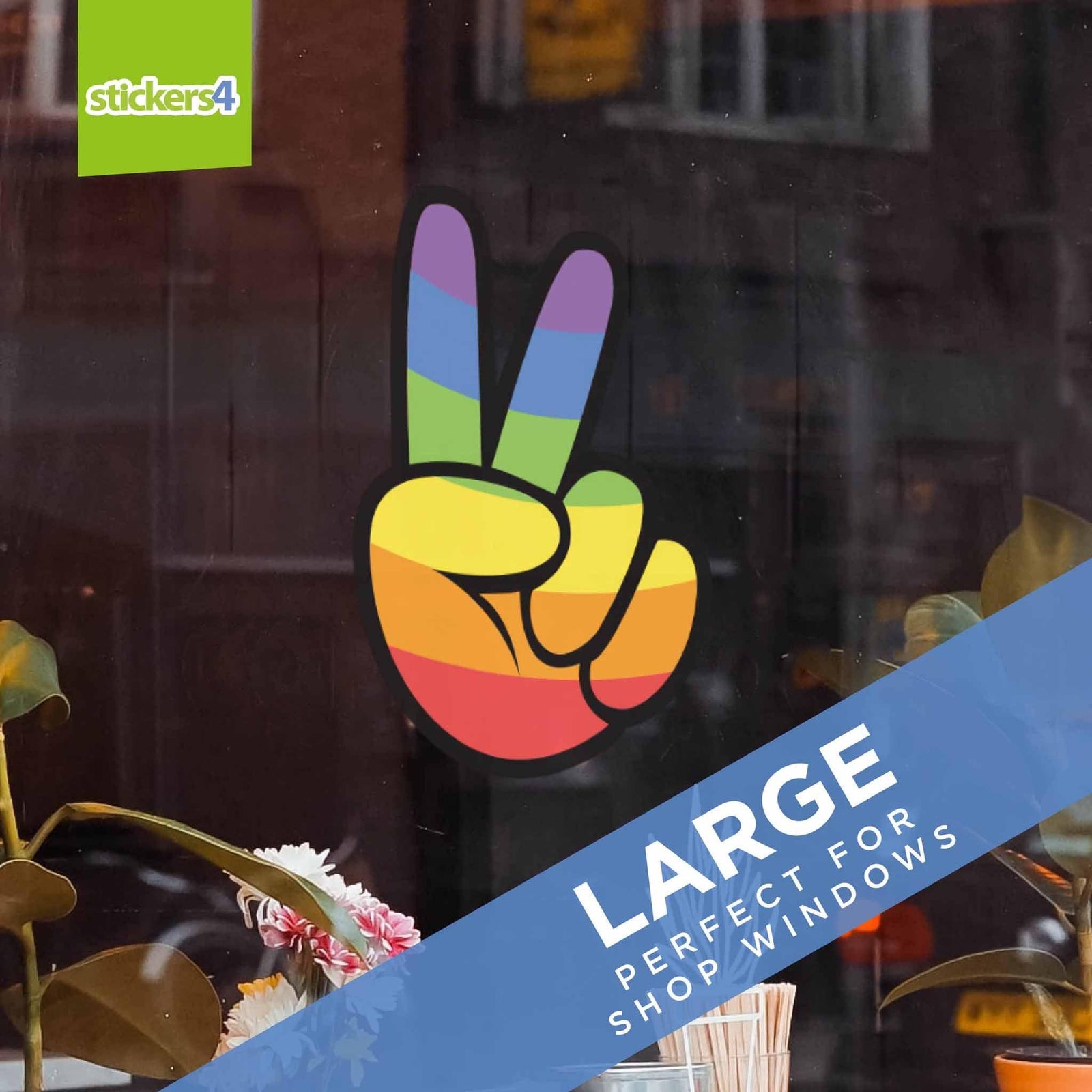 Rainbow Peace Sign Window Sticker Pride Window Displays