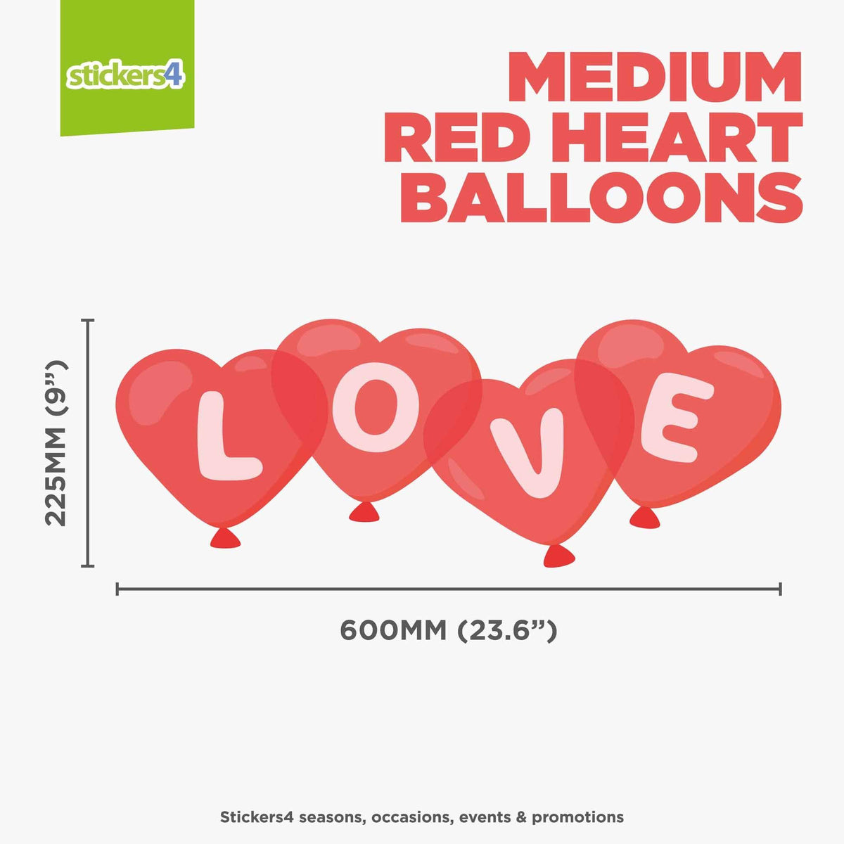 Red Heart Balloons Window Sticker