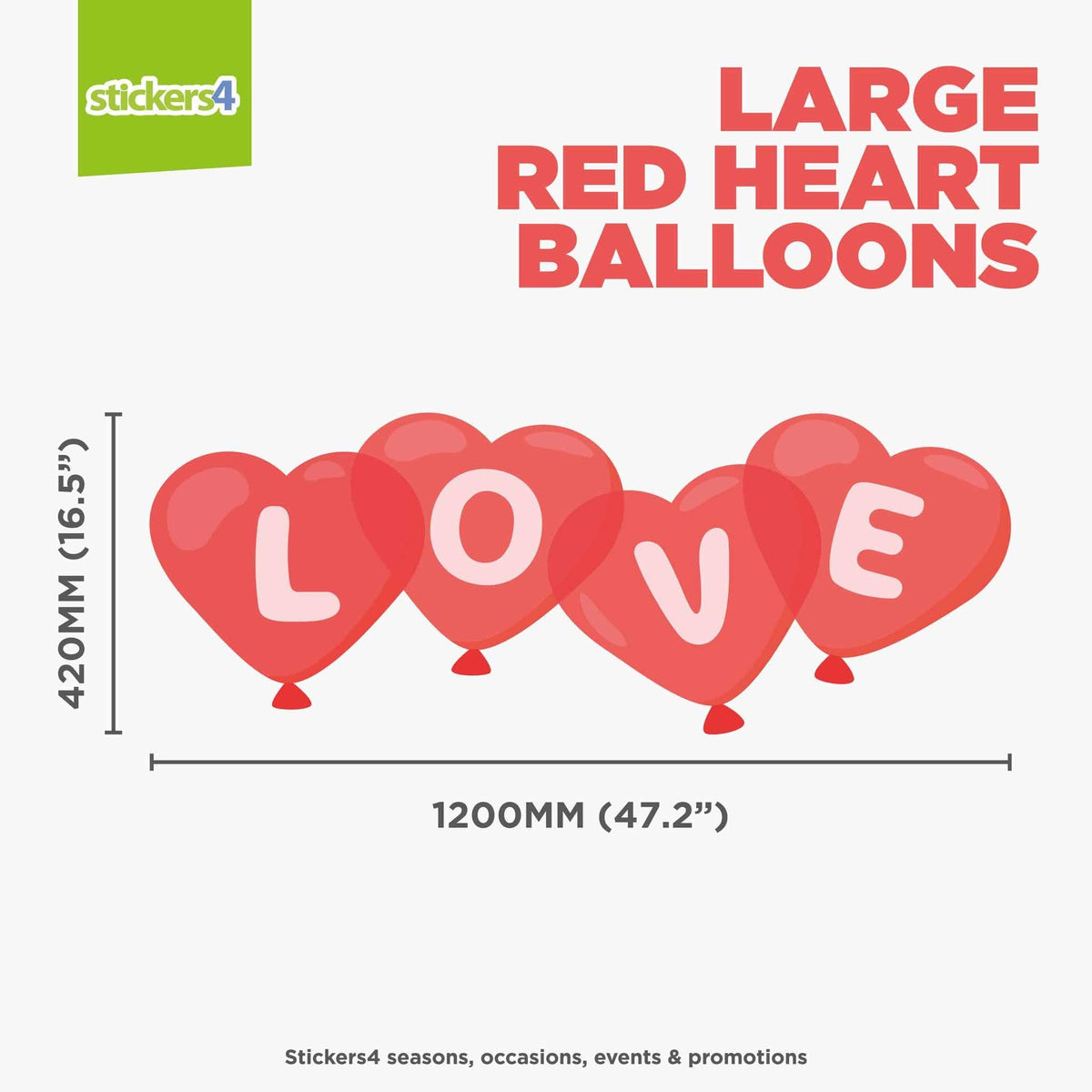 Red Heart Balloons Window Sticker