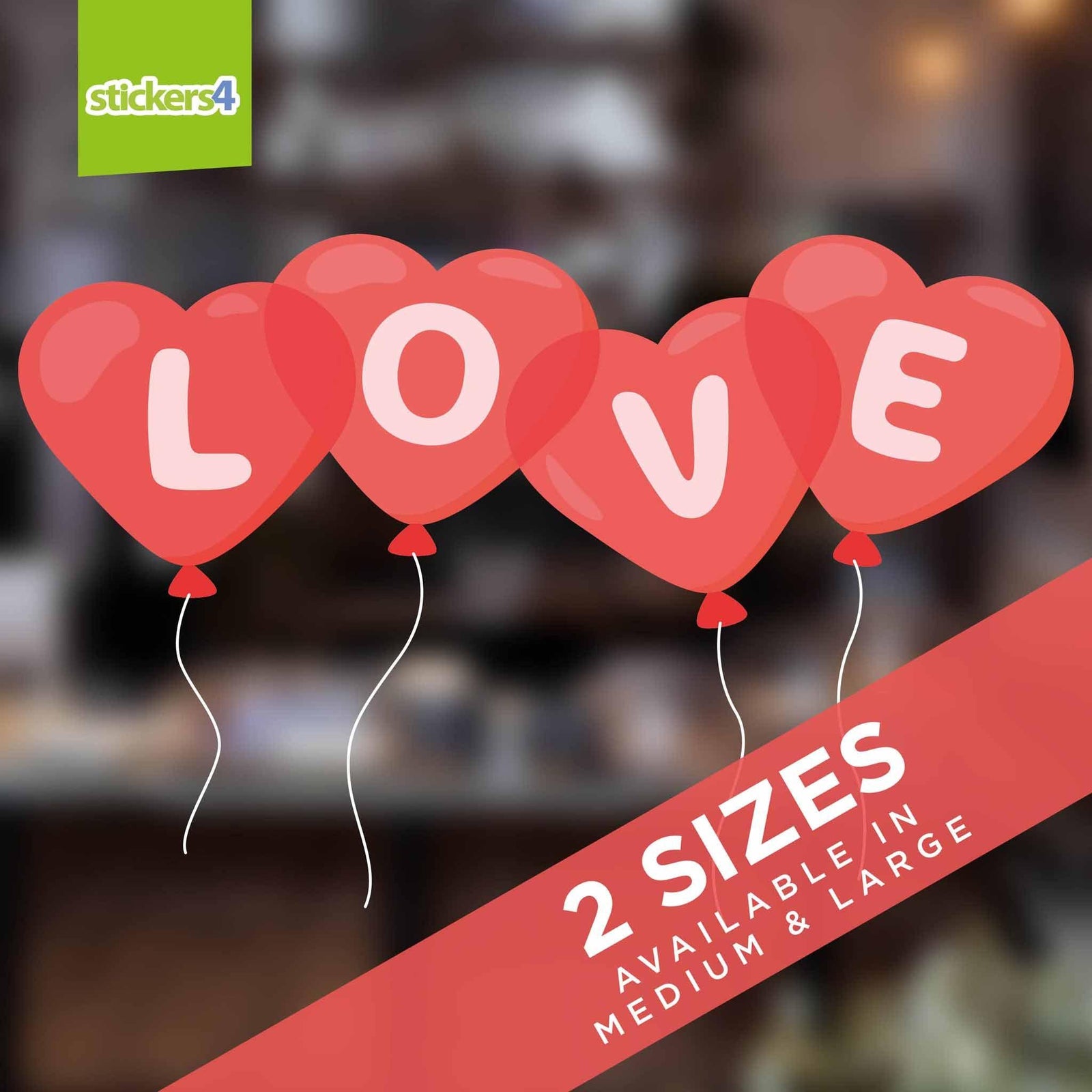 Red Heart Balloons Window Sticker Valentines Day Window Display