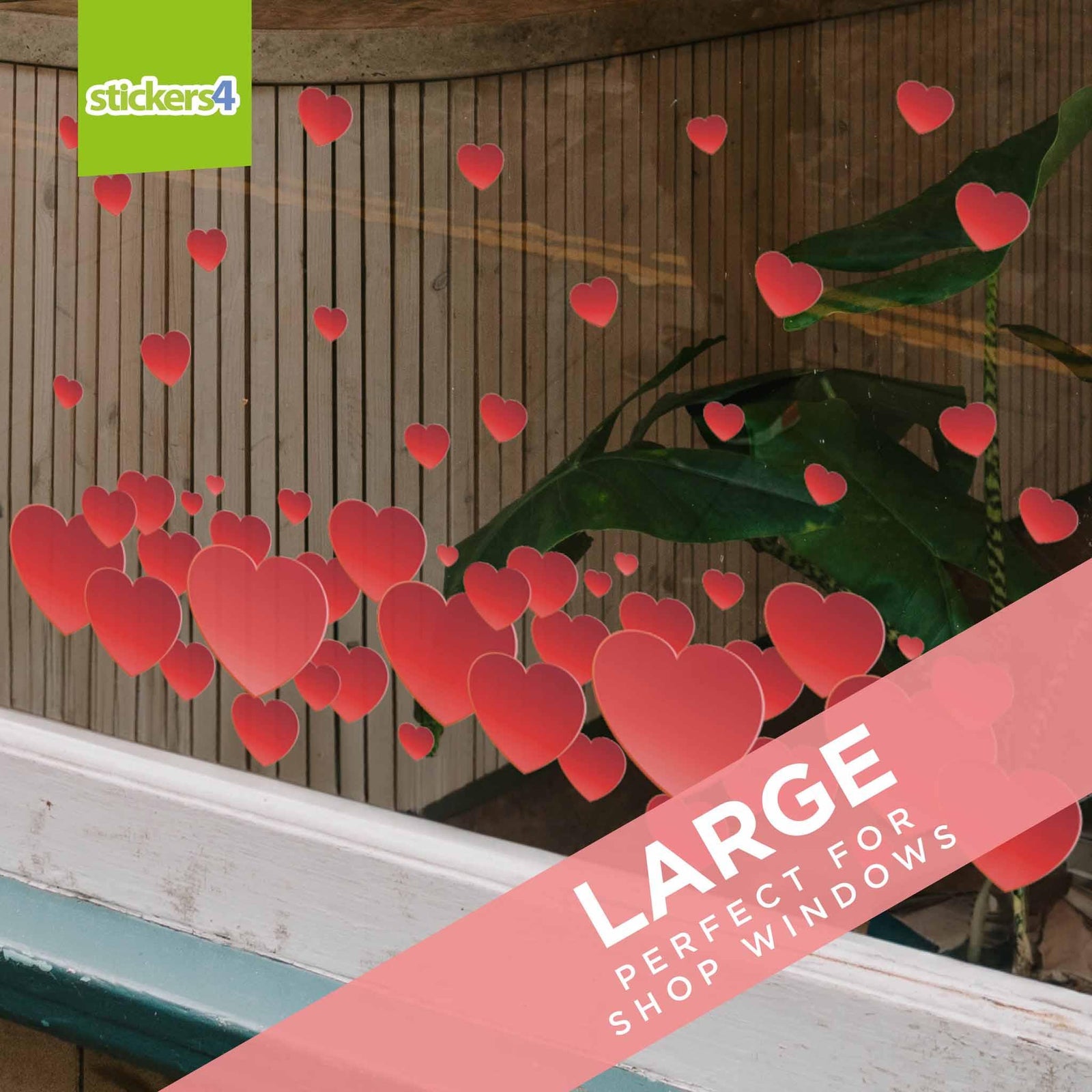 Red Hearts Border (Large) Window Cling Sticker Valentine's Day Display