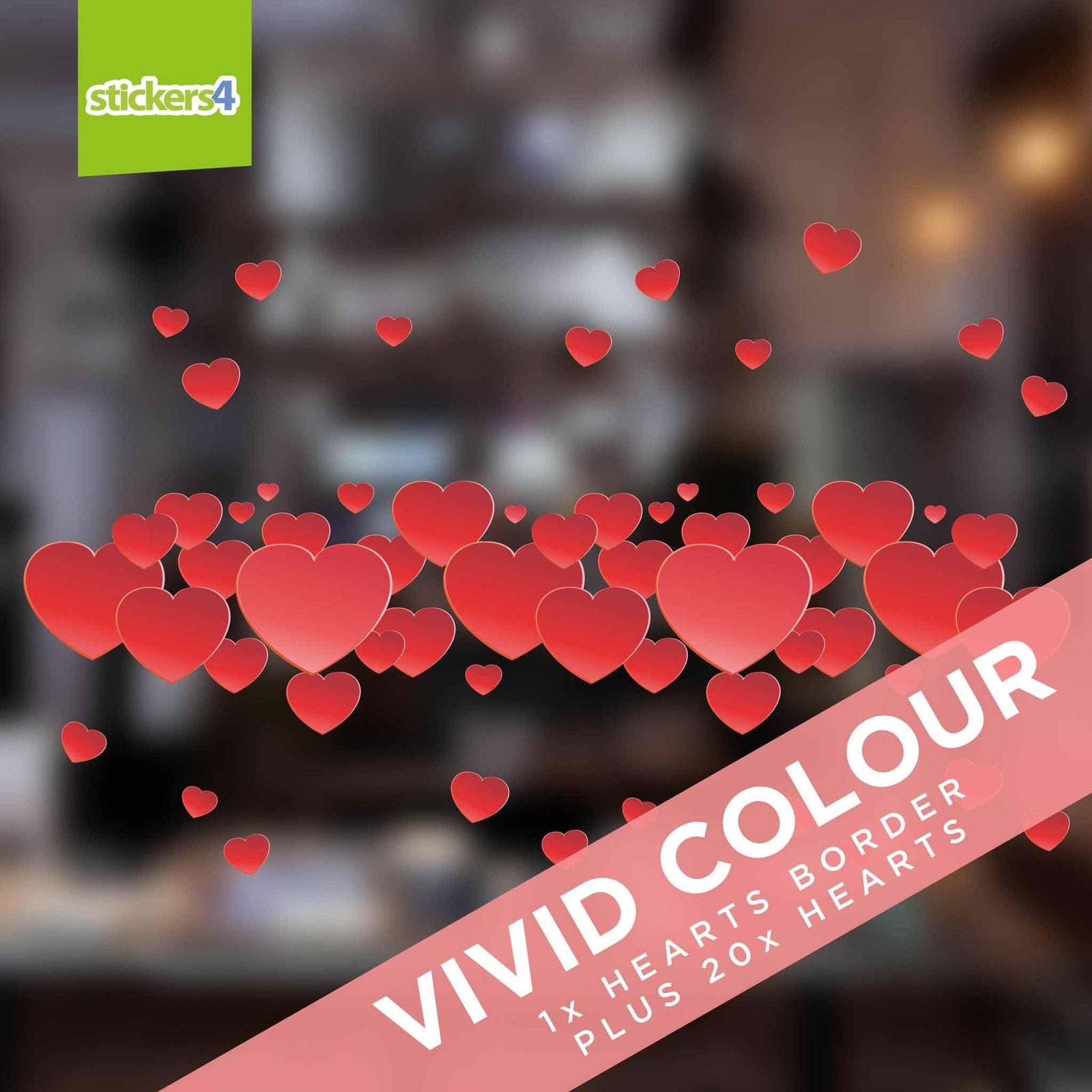 Red Hearts Border (Large) Window Cling Sticker Valentine's Day Display