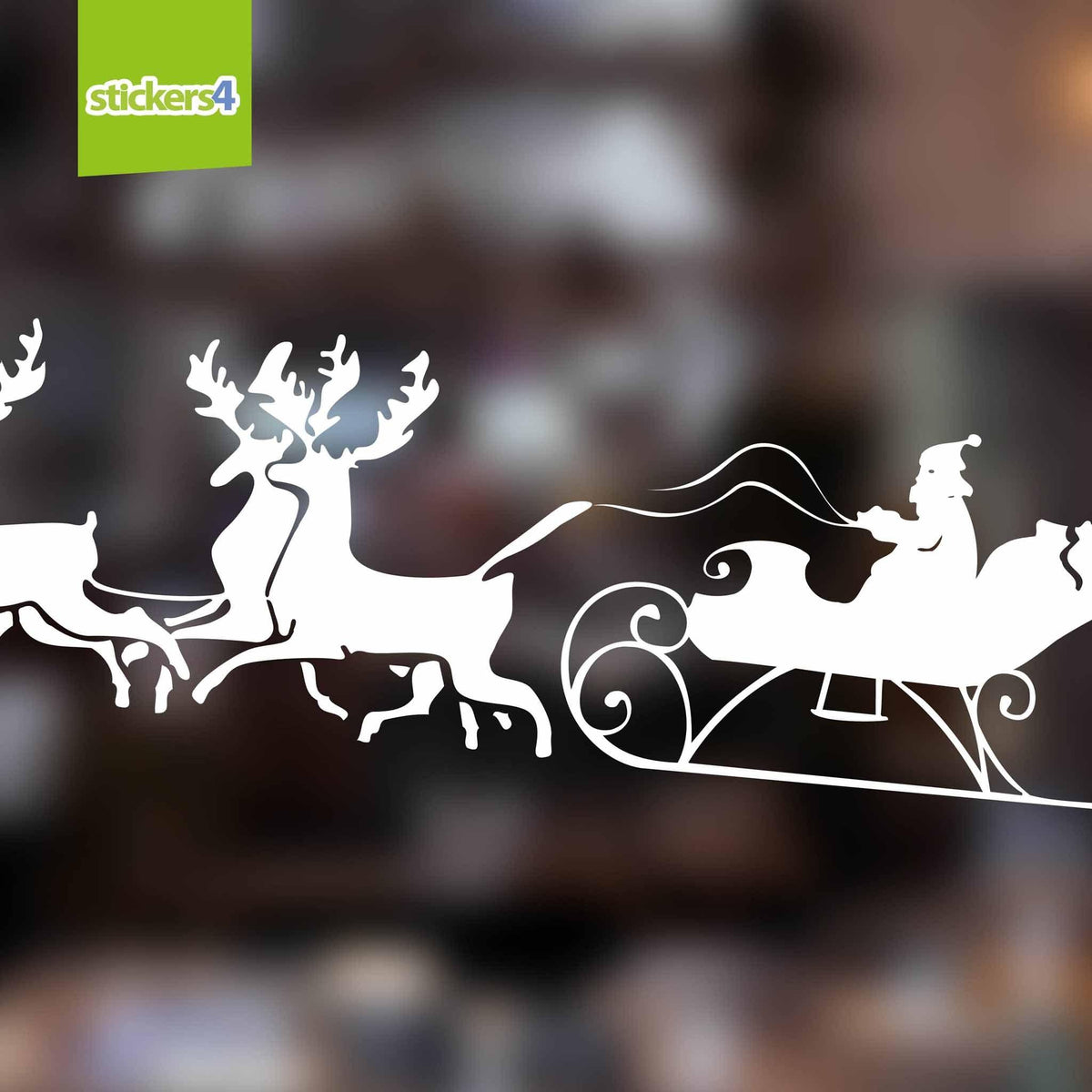 Large (1.25m) Reindeer &amp; Sled Scene (Facing Left) Window Sticker Christmas Window Display