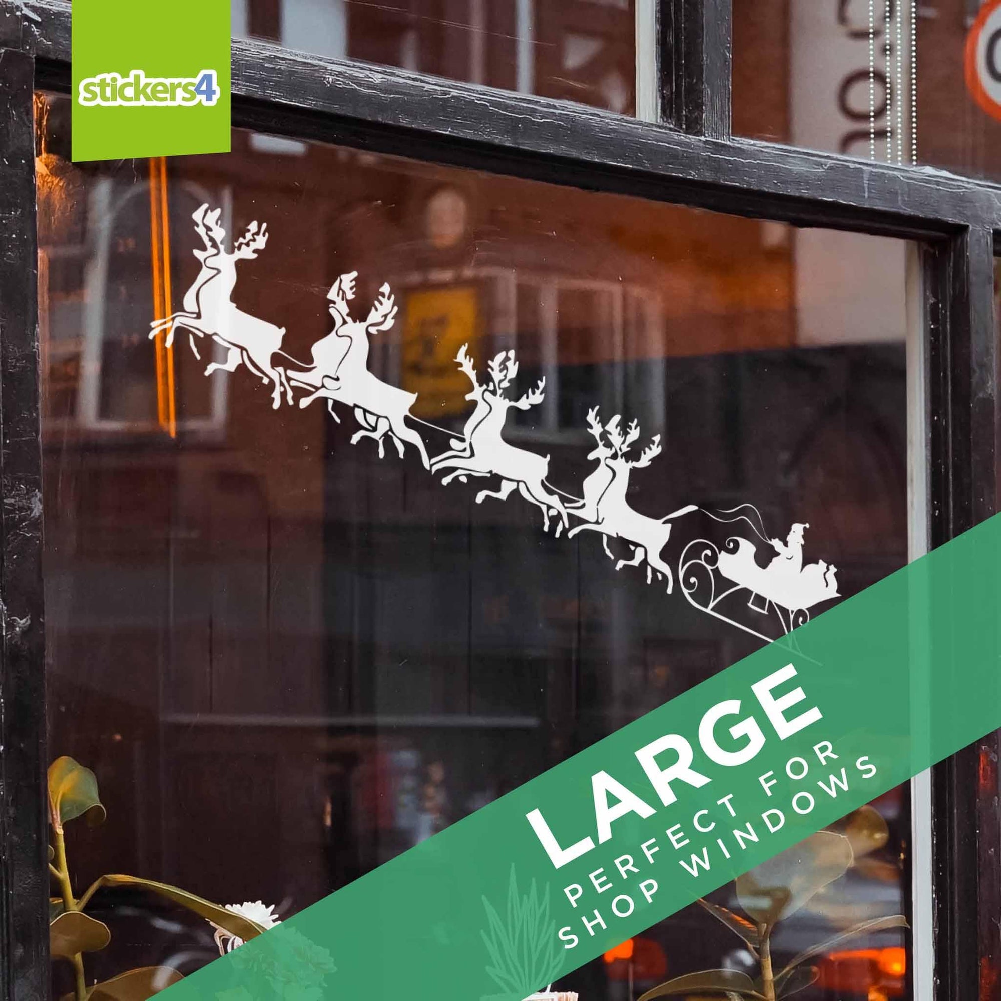 Large (1.25m) Reindeer & Sled Scene (Facing Left) Window Sticker Christmas Window Display
