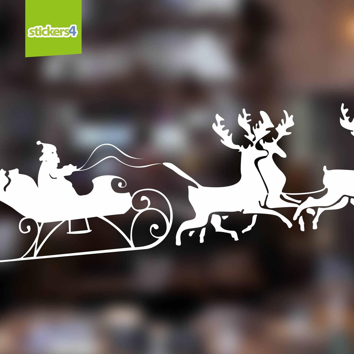 Large (1.25m) Reindeer &amp; Sled Scene (Facing Right) Window Sticker Christmas Window Display
