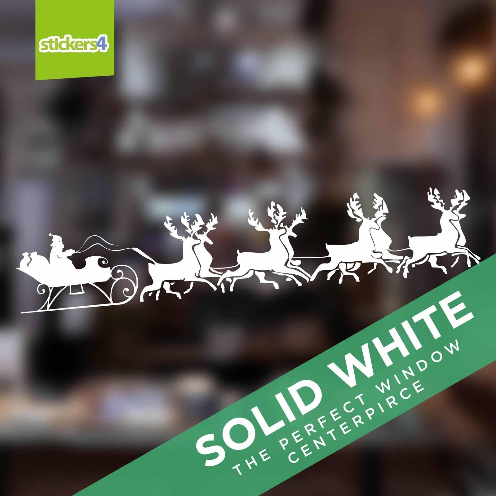 Large (1.25m) Reindeer & Sled Scene (Facing Right) Window Sticker Christmas Window Display