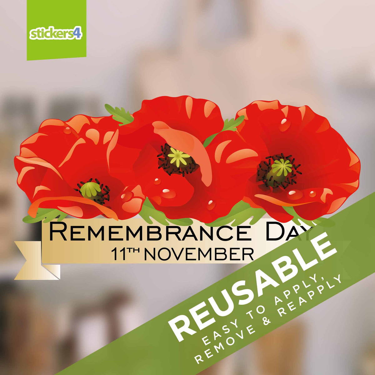 Remembrance Day Banner Date Window Sticker