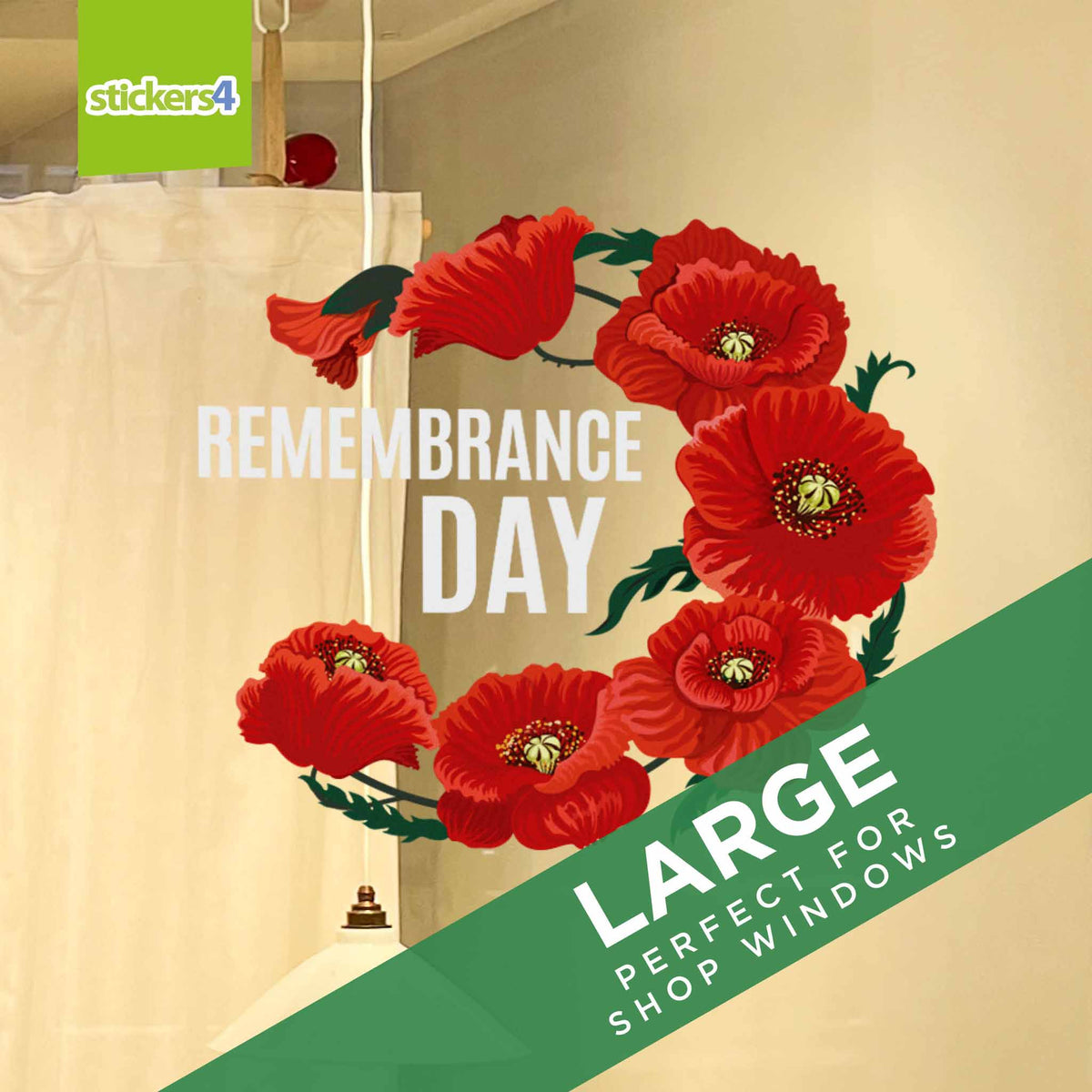 Remembrance Day Poppy Spray Window Sticker