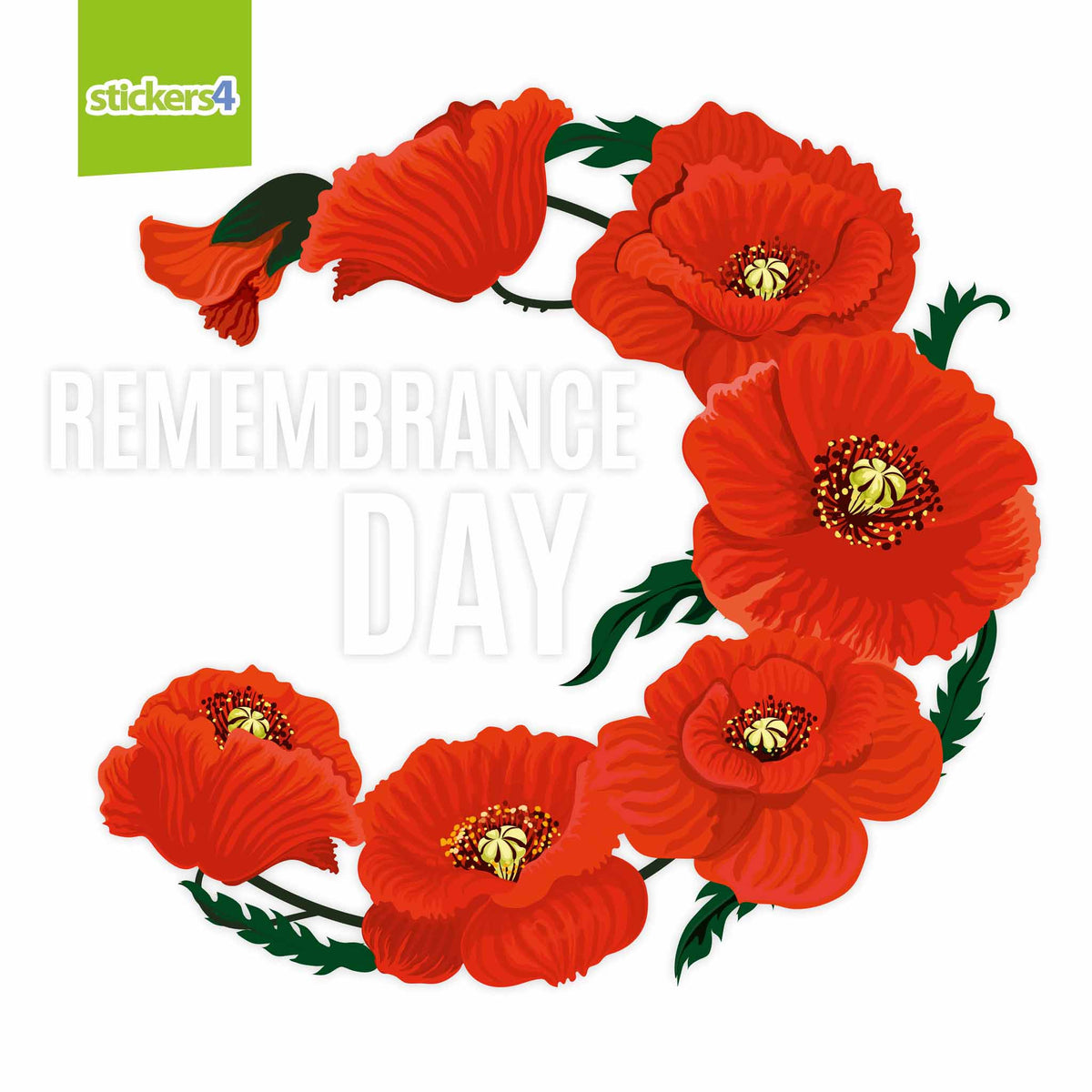 Remembrance Day Poppy Spray Window Sticker