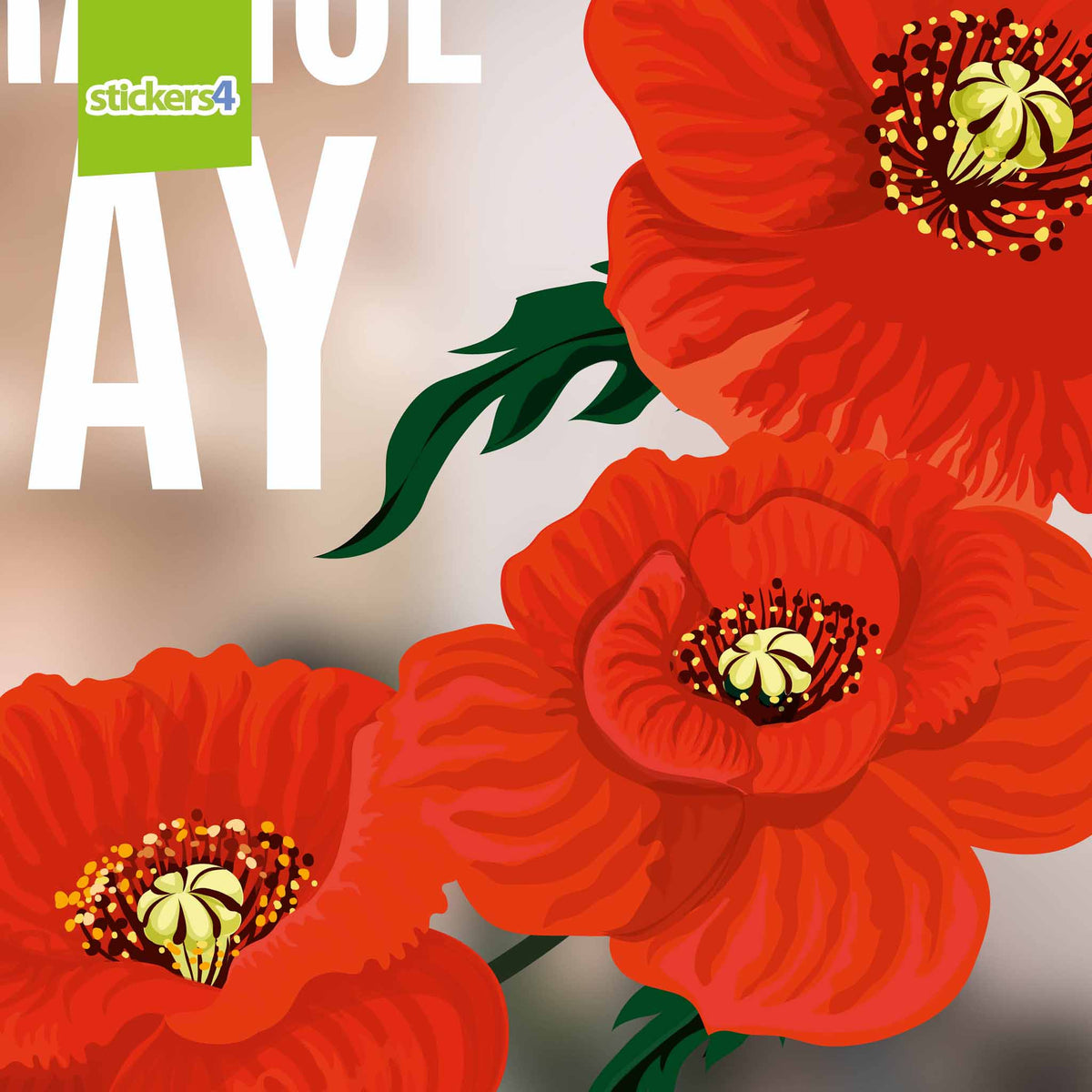 Remembrance Day Poppy Spray Window Sticker