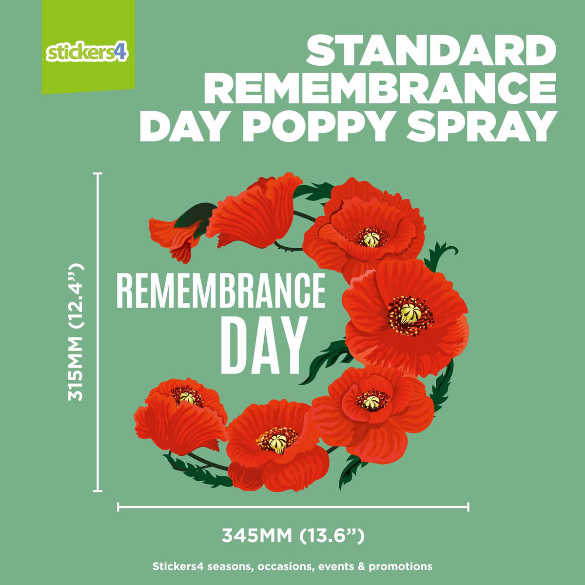 Remembrance Day Poppy Spray Window Sticker