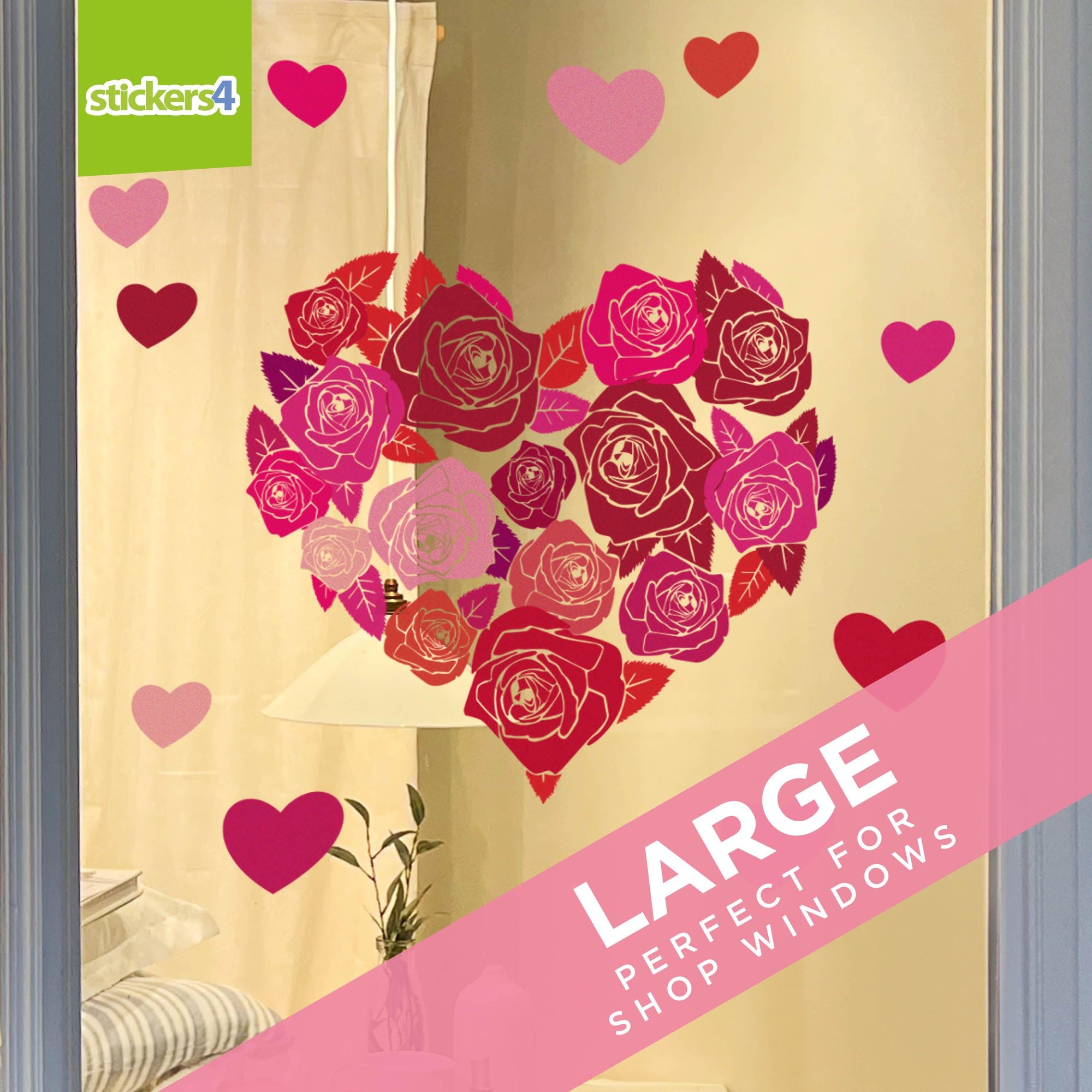 Rose Heart Static Cling Window Sticker Valentine's Day Display