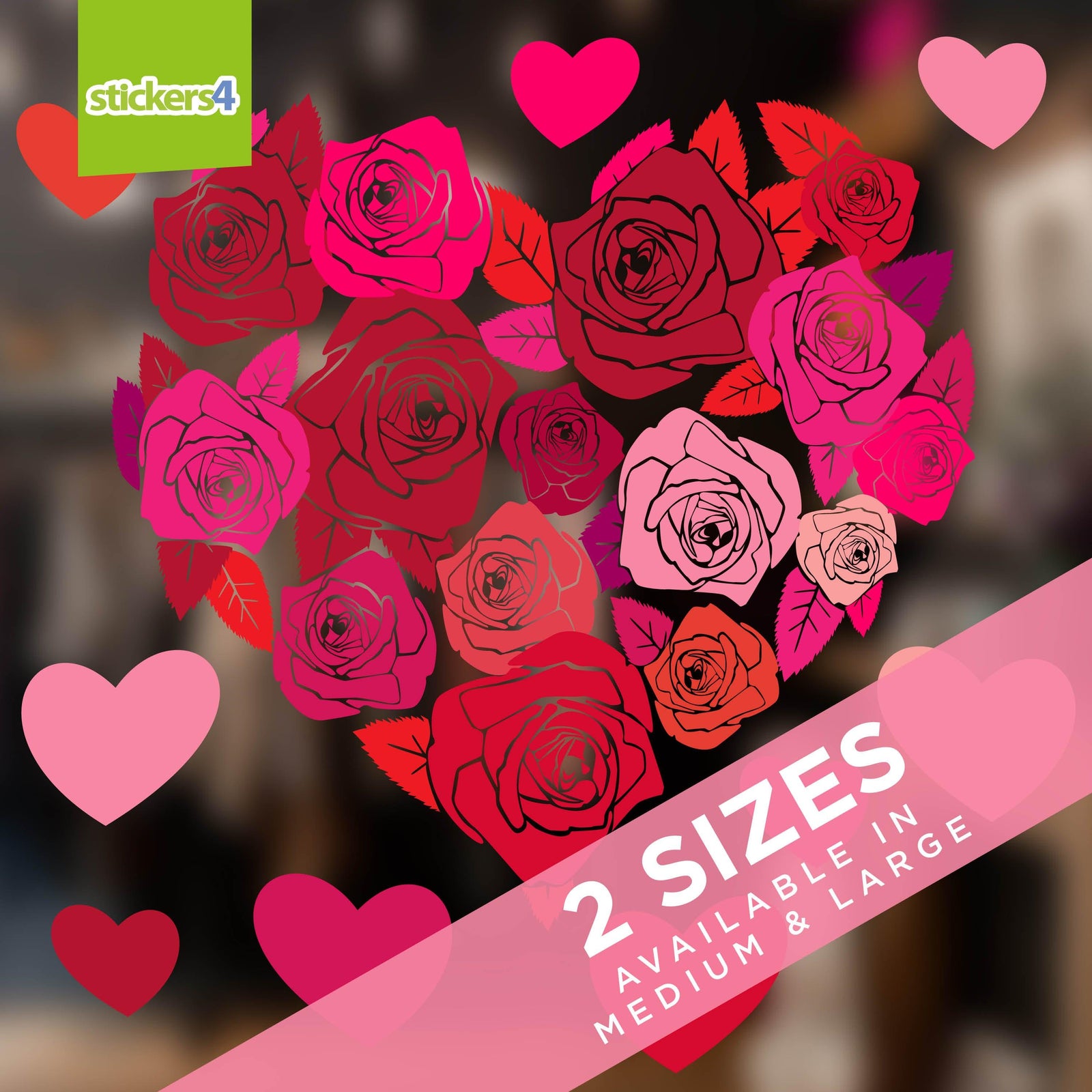 Rose Heart Static Cling Window Sticker Valentine's Day Display