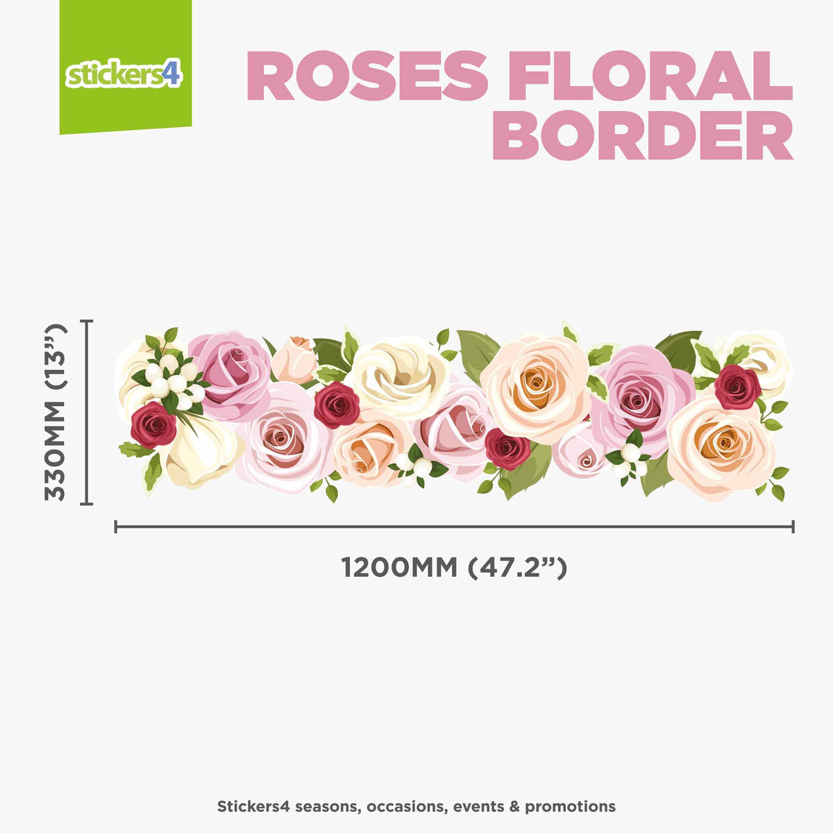 Roses Floral Border Window Sticker