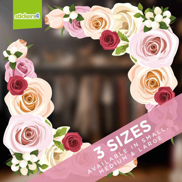 Rose Corner Static Cling Window Stickers