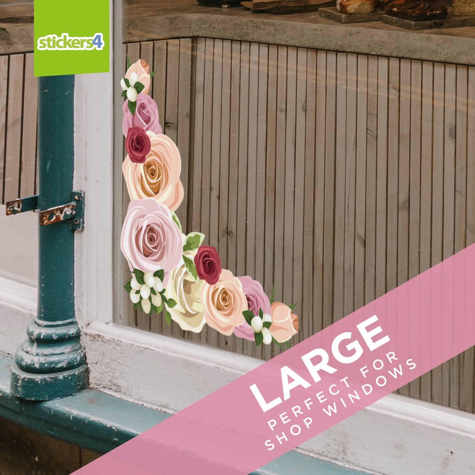 Rose Corners Window Cling Stickers Valentine's Day Display