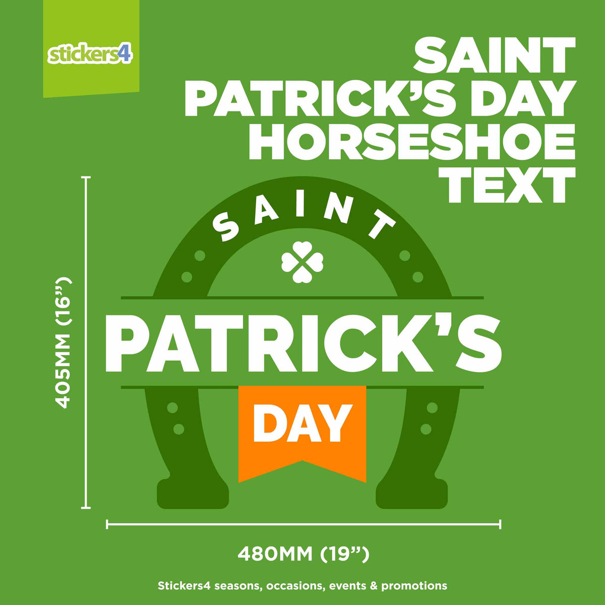 Saint Patrick&#39;s Day Horseshoe Text Window Sticker