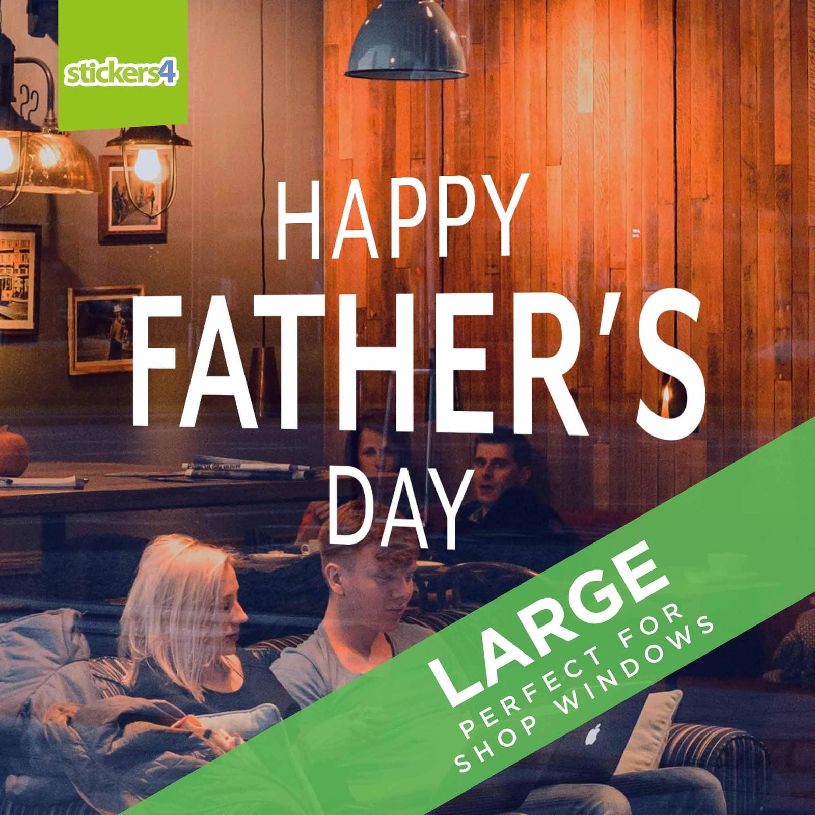 Sans-Serif Happy Father's Day Text Window Sticker Father's Day Window Display