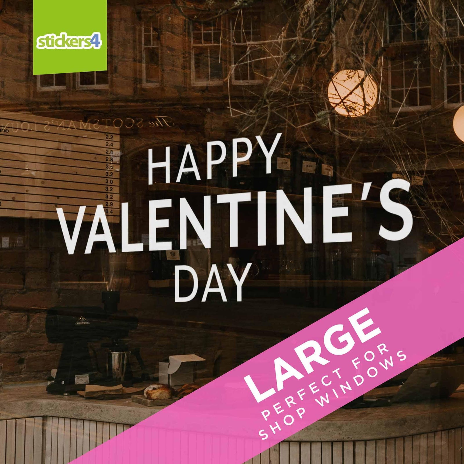 Sans-Serif Happy Valentine's Day Window Sticker Valentines Day Window Display