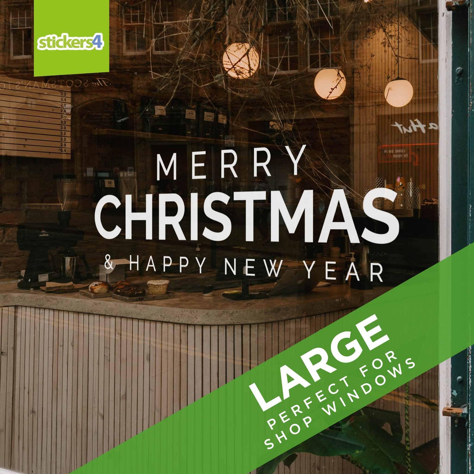Sans-Serif Merry Christmas Window Stickers Christmas Window Display