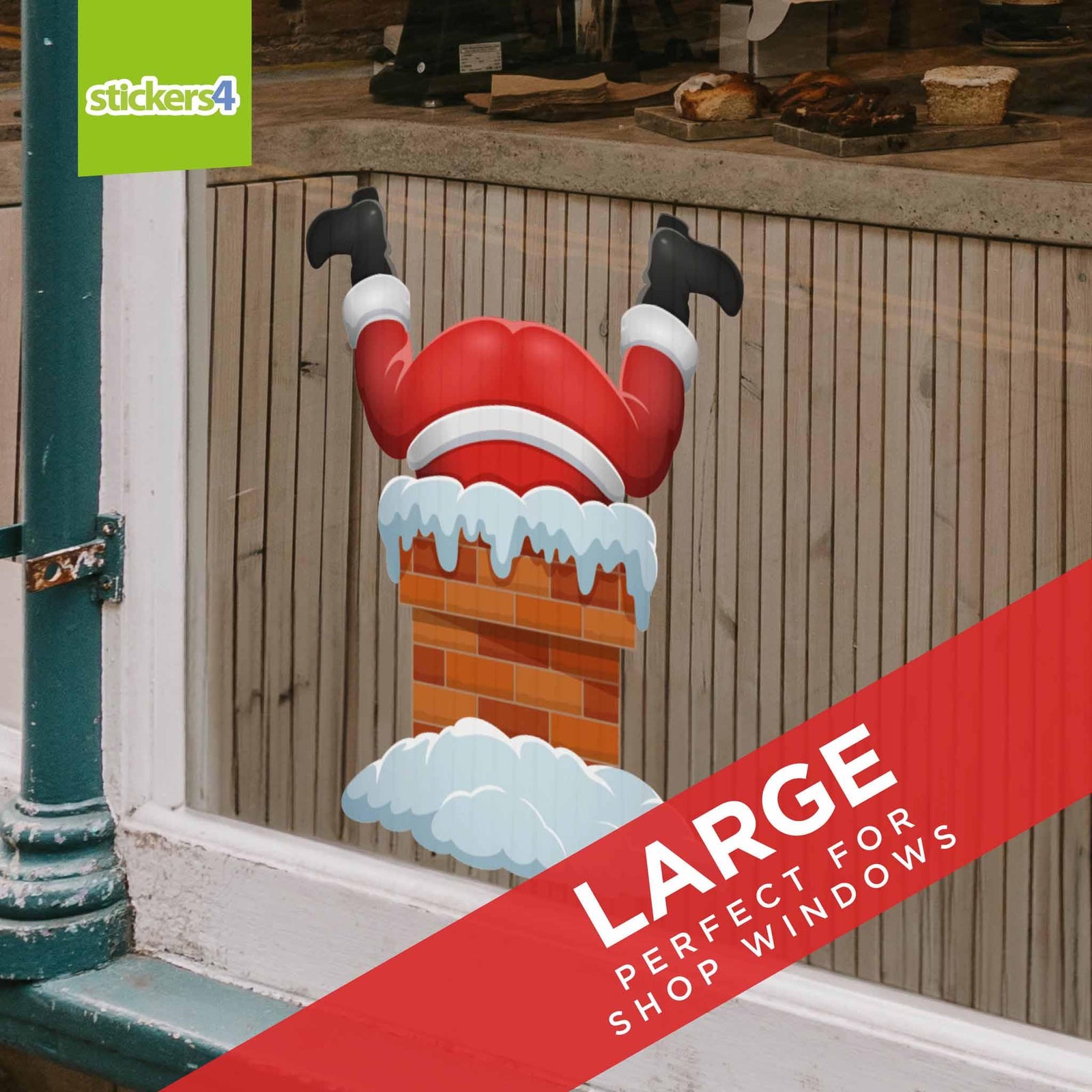 Santa Falling Down The Chimney Christmas Window Display