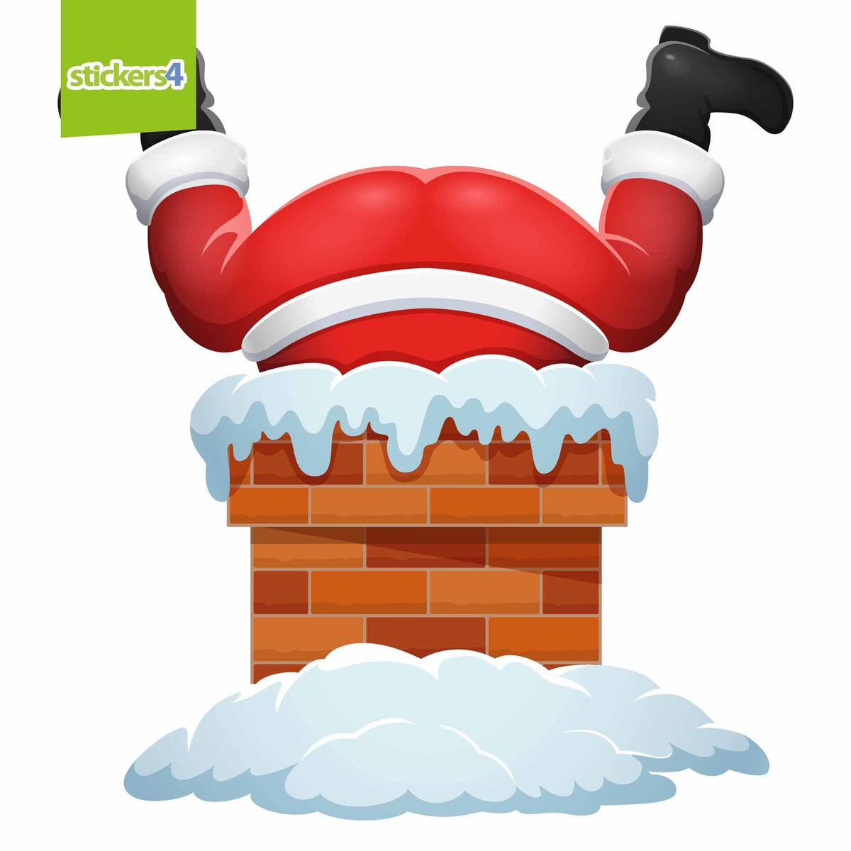 Santa Falling Down The Chimney - Christmas Window Cling Decoration Christmas Window Display