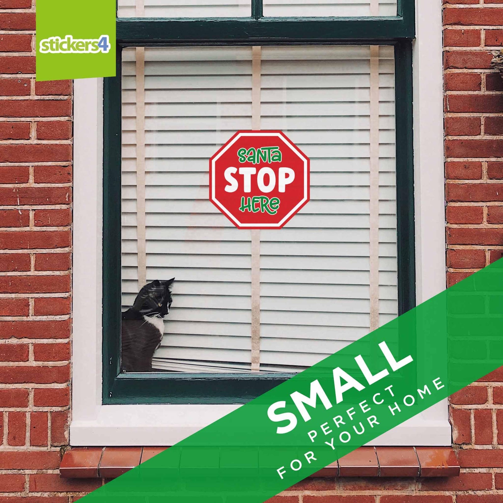 Santa Stop Here - Christmas Window Cling Decoration Christmas Window Display