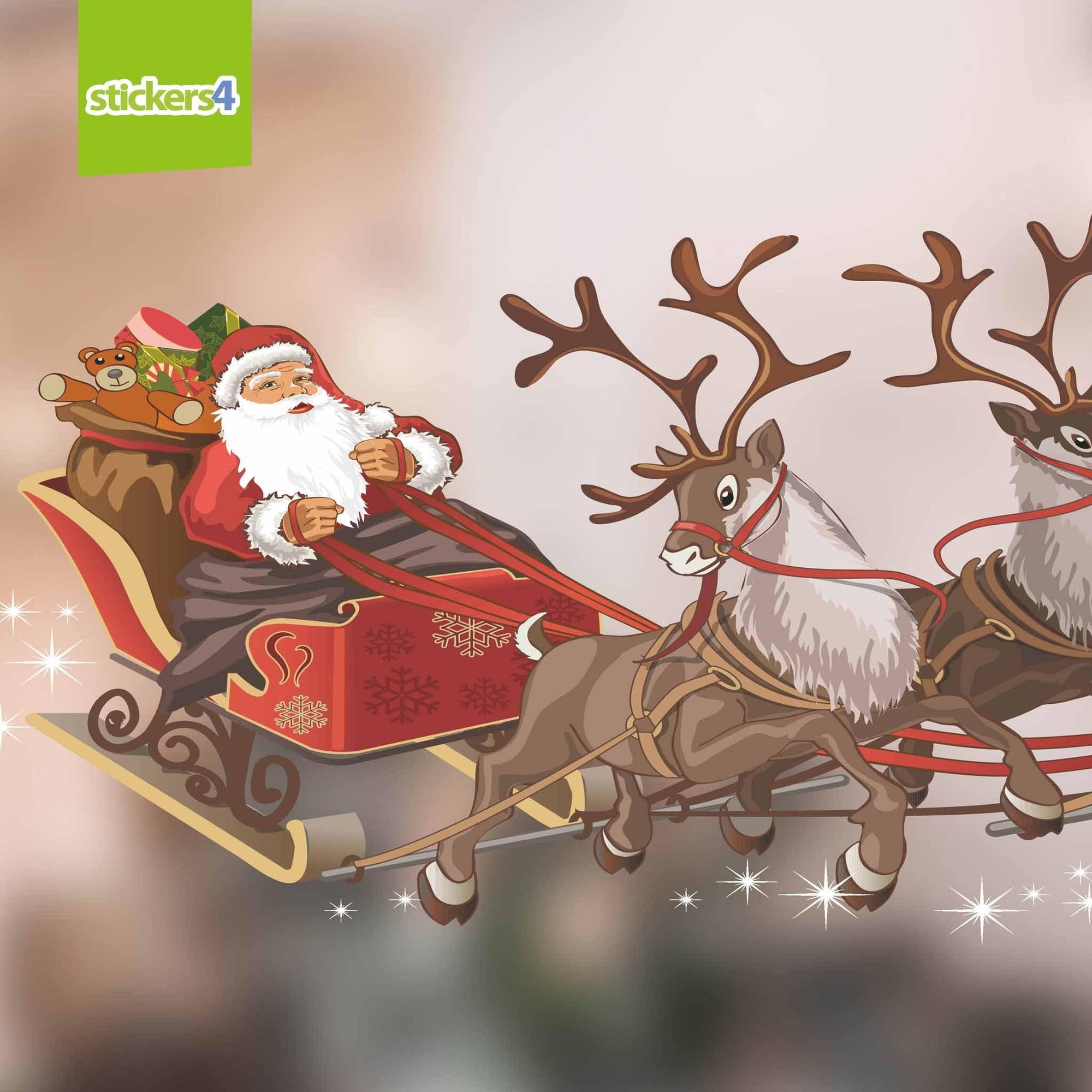 Santa Sleigh Static Cling Window Sticker