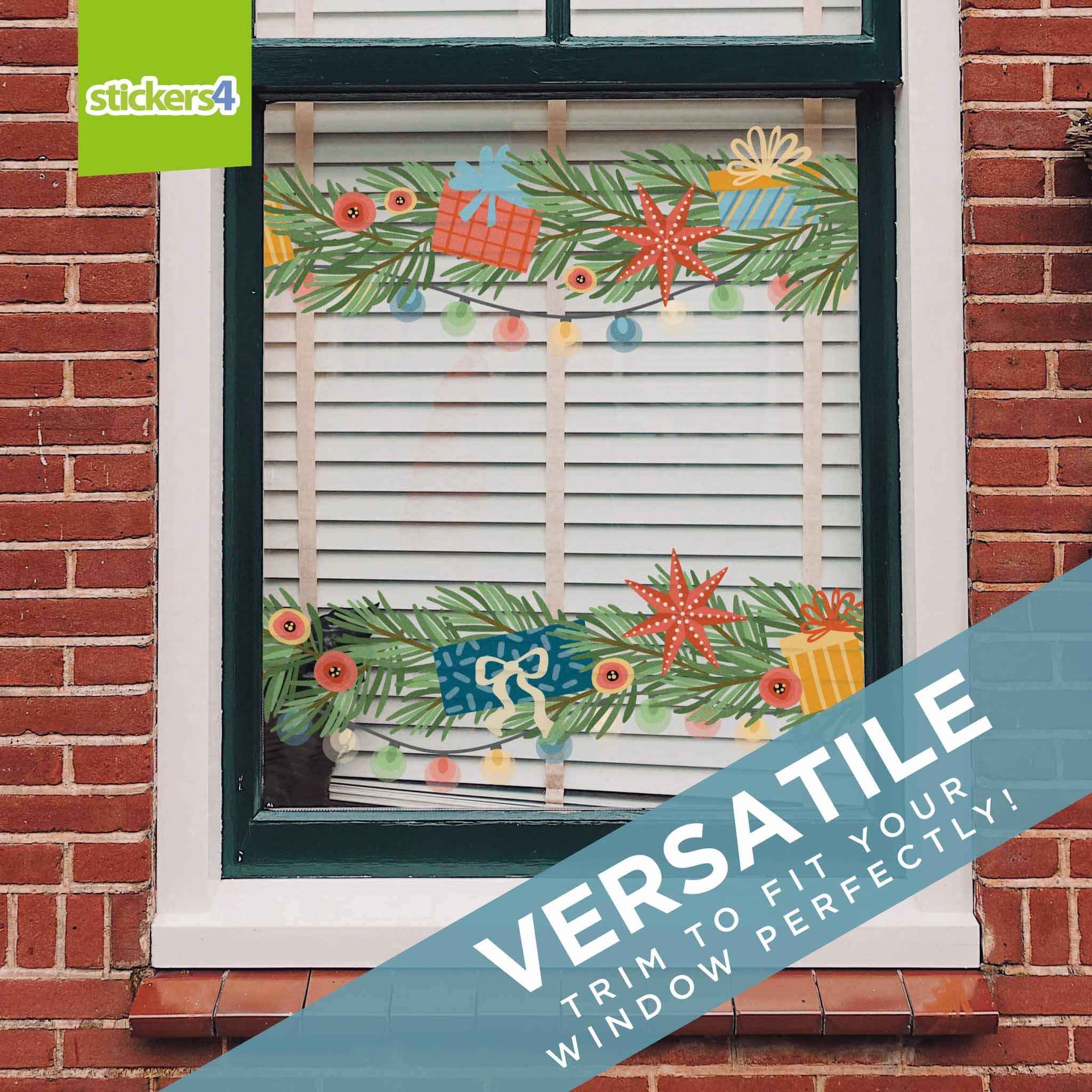 Scandi Lights and Gifts Garland Border Window Sticker