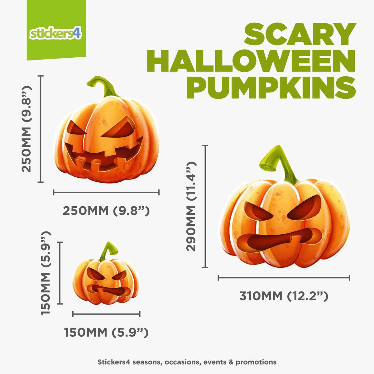 Set of 10 Scary Halloween Pumpkin Window Stickers Halloween Display