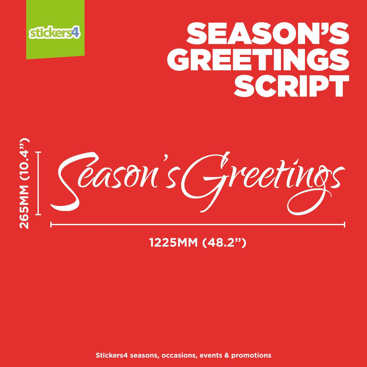 Large (1.25m) Season&#39;s Greetings Window Cling Sticker Christmas Window Display