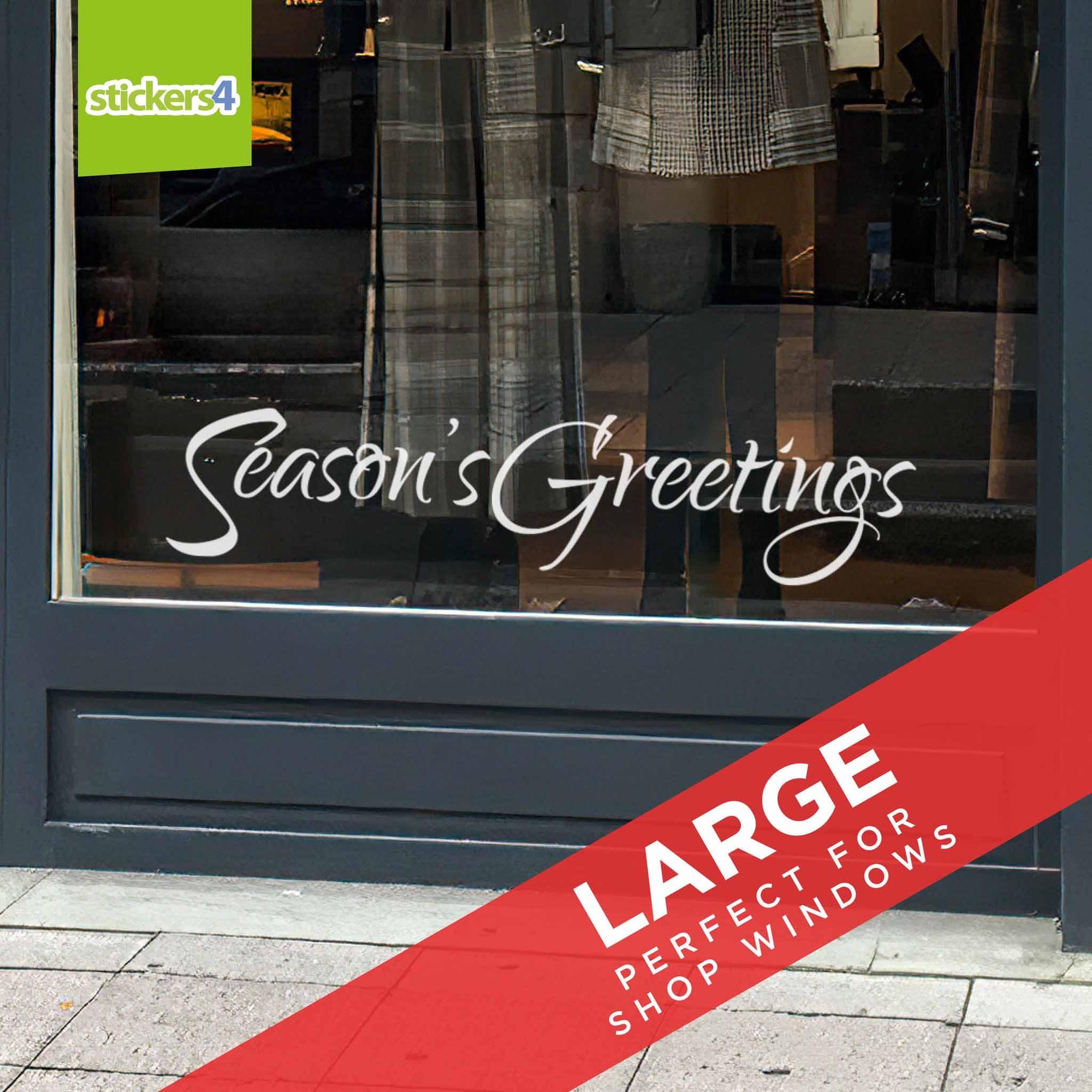 Large (1.25m) Season's Greetings Window Cling Sticker Christmas Window Display