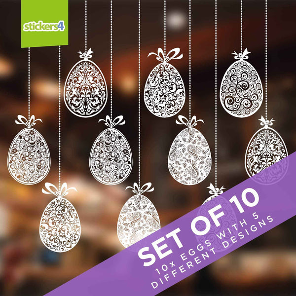 10 Beautiful 'Hanging' Eggs Easter Window Clings Easter Window Display