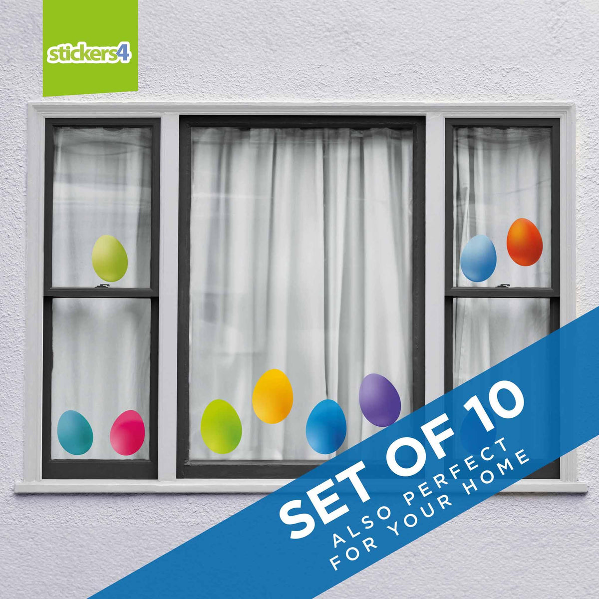 10 Individual Easter Egg Window Stickers