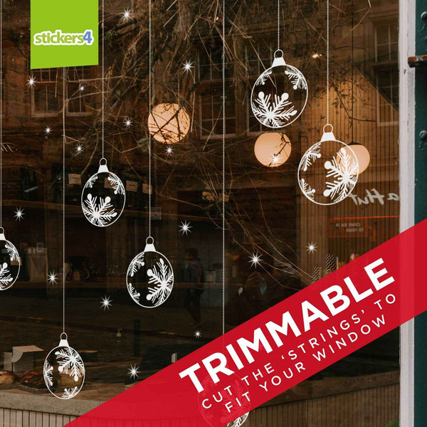 Set of 10 Large (150mm) Snowflake Baubles plus 30 Icy Stars Christmas Window Display