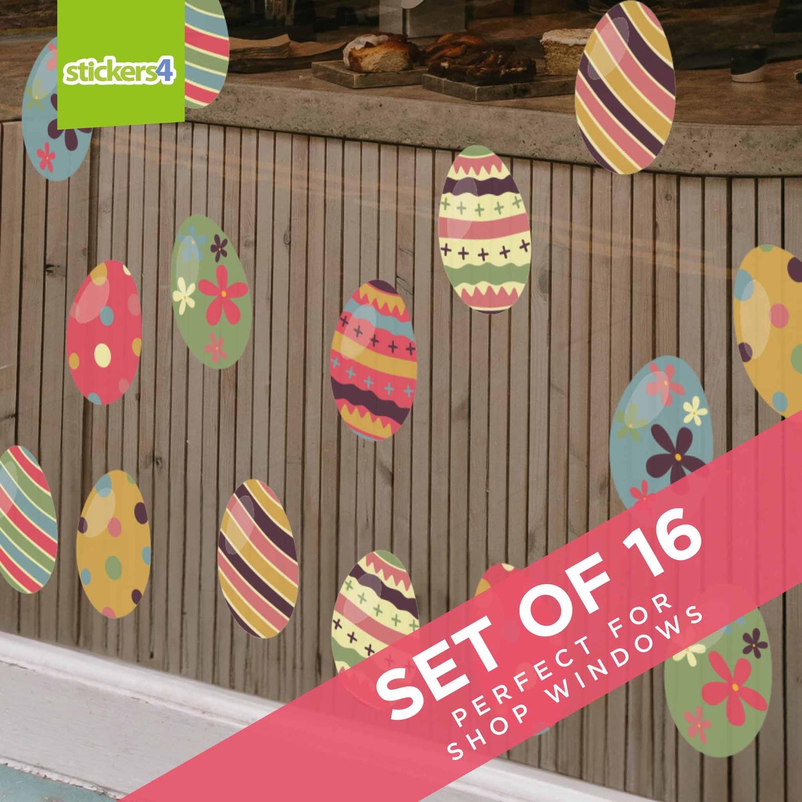 16 Individual Arty Eggs Easter Window Stickers Easter Window Display