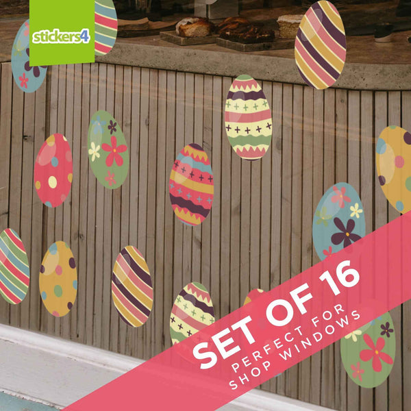 16 Individual Arty Eggs Easter Window Stickers Easter Window Display
