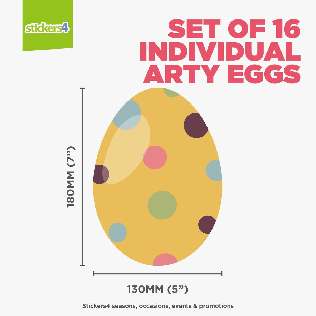 16 Individual Arty Eggs Easter Window Stickers