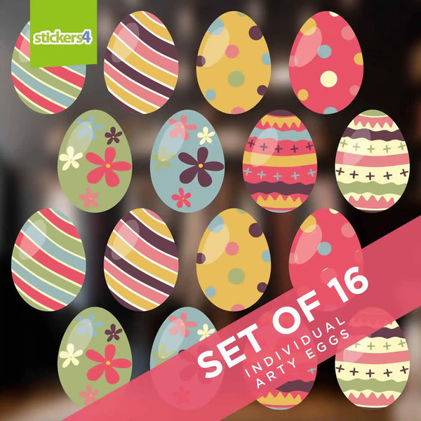 16 Individual Arty Eggs Easter Window Stickers Easter Window Display