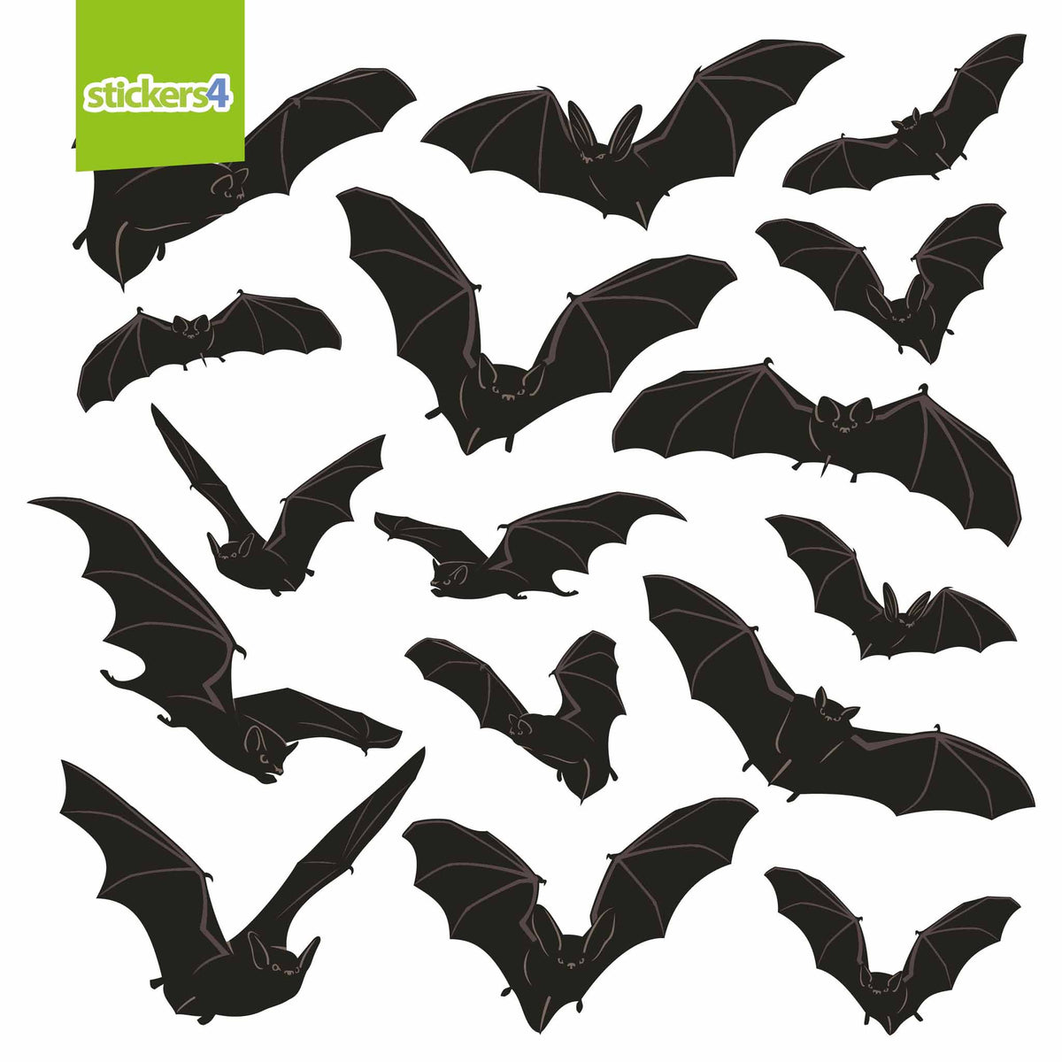 Set of 16 Vampire Bat Window Stickers