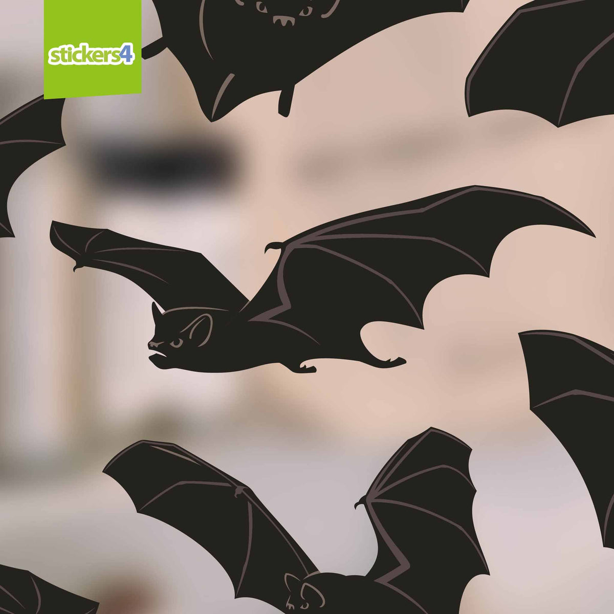 Set of 16 Vampire Bat Window Stickers